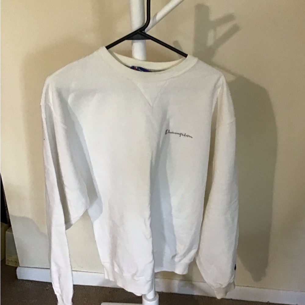Champion White Crewneck Sweater Classic Design
